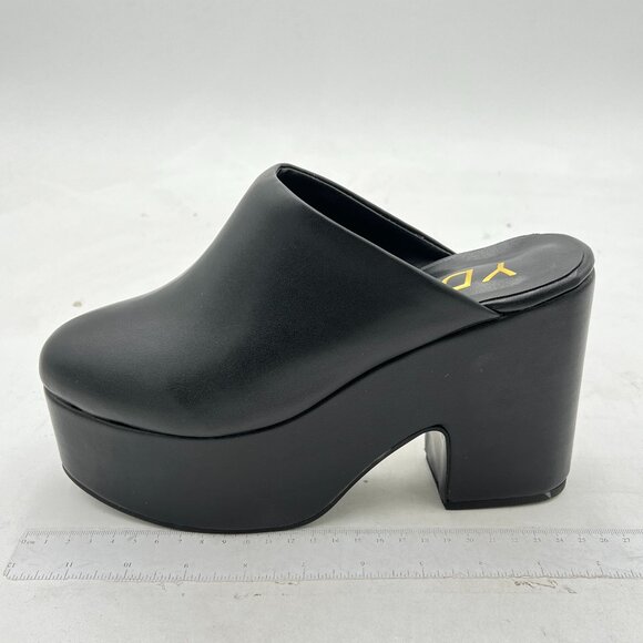 YDN Black Block Heel Mules Y2K 90s Platform Chunky Sandals Closed Toe Shoes - Picture 2 of 8